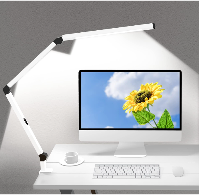 Architect LED Desk Lamp with Dual Light Source & Clamp, Adjustable Swing Arm Eye-Caring Office Lamp (Black / White