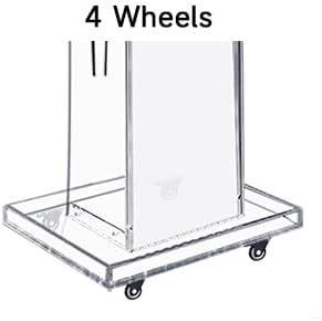 Acrylic Podium Stand, Ultra Clear 43'' Pulpits for Churches with 15 Color Adjustable, Modern Lectern with Storage Sheld for Church,Conference,Speech,Classroom, 23.62”x 15.75”X 43.3” (with Wheels)