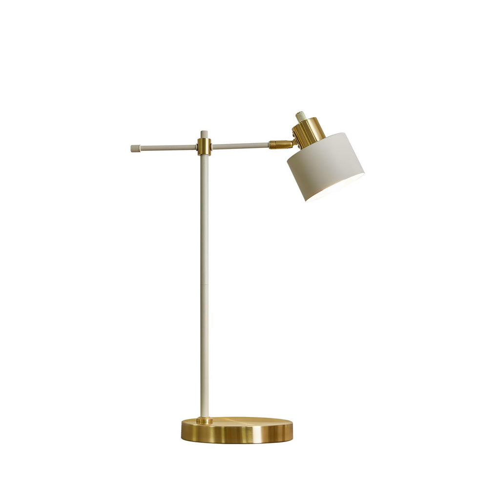 Modern Industrial Metal Desk Lamp - 22.2" LED Table Light for Office, Bedroom & Living Room (Gold & Matte Cream Accent, Bulb Included)