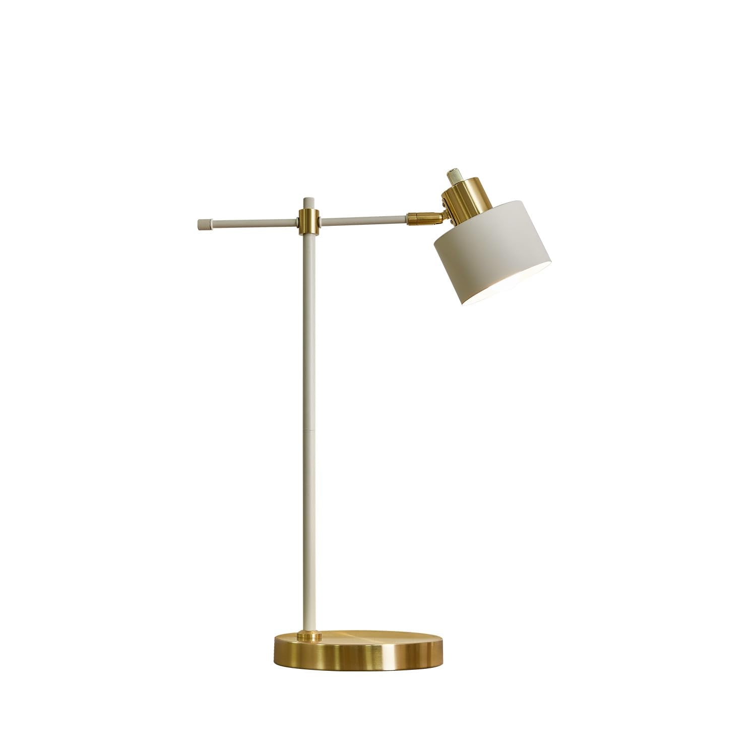 Modern Industrial Metal Desk Lamp - 22.2" LED Table Light for Office, Bedroom & Living Room (Gold & Matte Cream Accent, Bulb Included)
