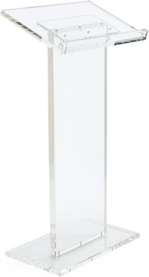Tall Clear Podium, Floor Standing Lectern with Lip for Books or Presentation (Acrylic)