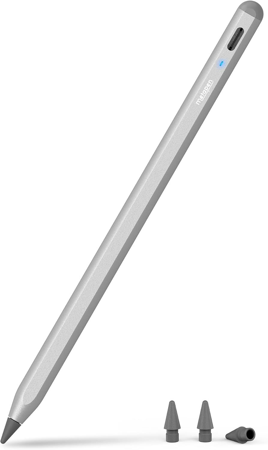 Metapen Pencil A8 for Apple iPad 2018-2025, (2X Faster Charge), Tilt Sensitivity, Pixel Precision, Stylus Pen for iPad 11/10/9/8/7/6th Gen, Pro 12.9/11/13-inch M4, Air 3/4/5/M2/M3, Mini 5/6th, Grey