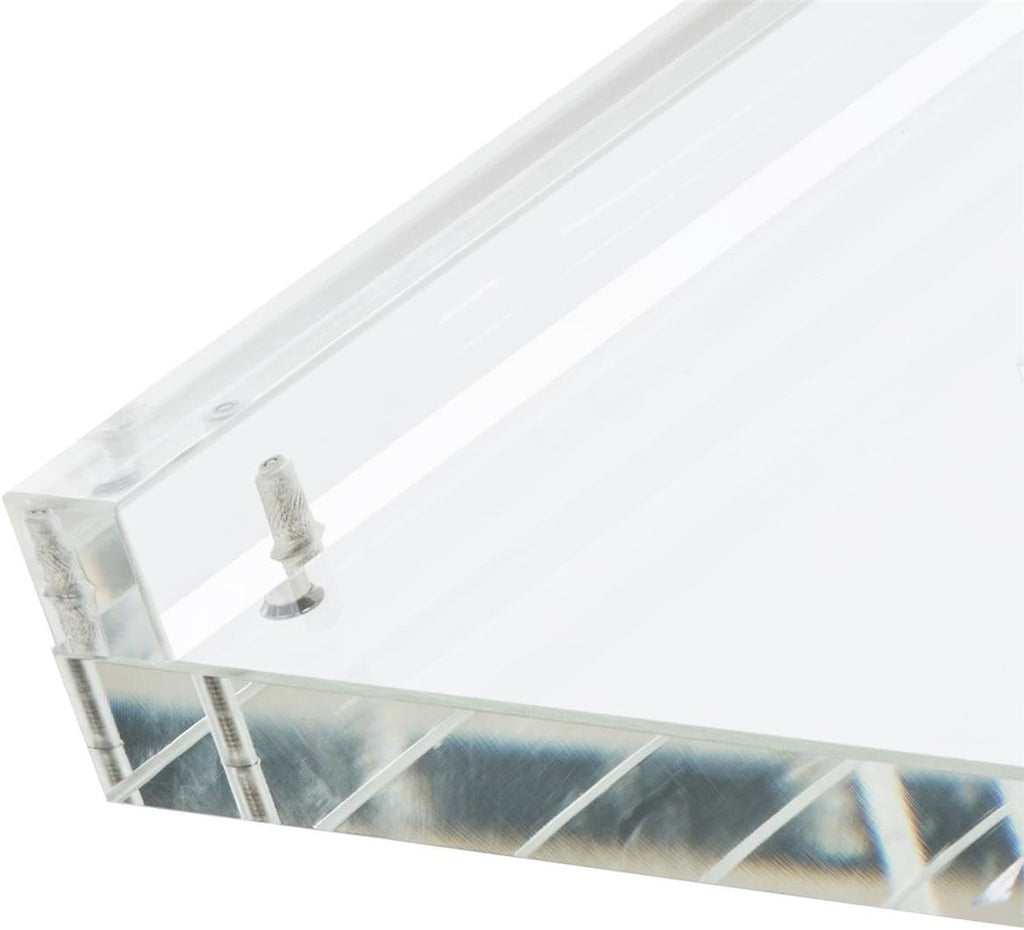 Displays2go Clear Acrylic Lectern with Signage, Floor Standing – Clear, Silver (LCTSLAB1117)