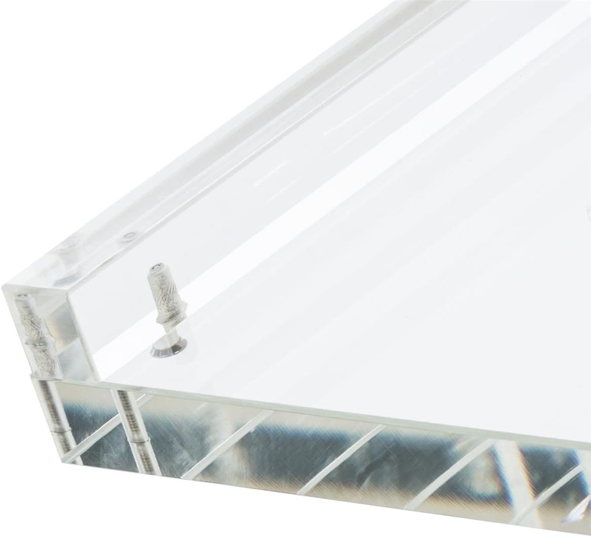 Displays2go Clear Acrylic Lectern with Signage, Floor Standing – Clear, Silver (LCTSLAB1117)