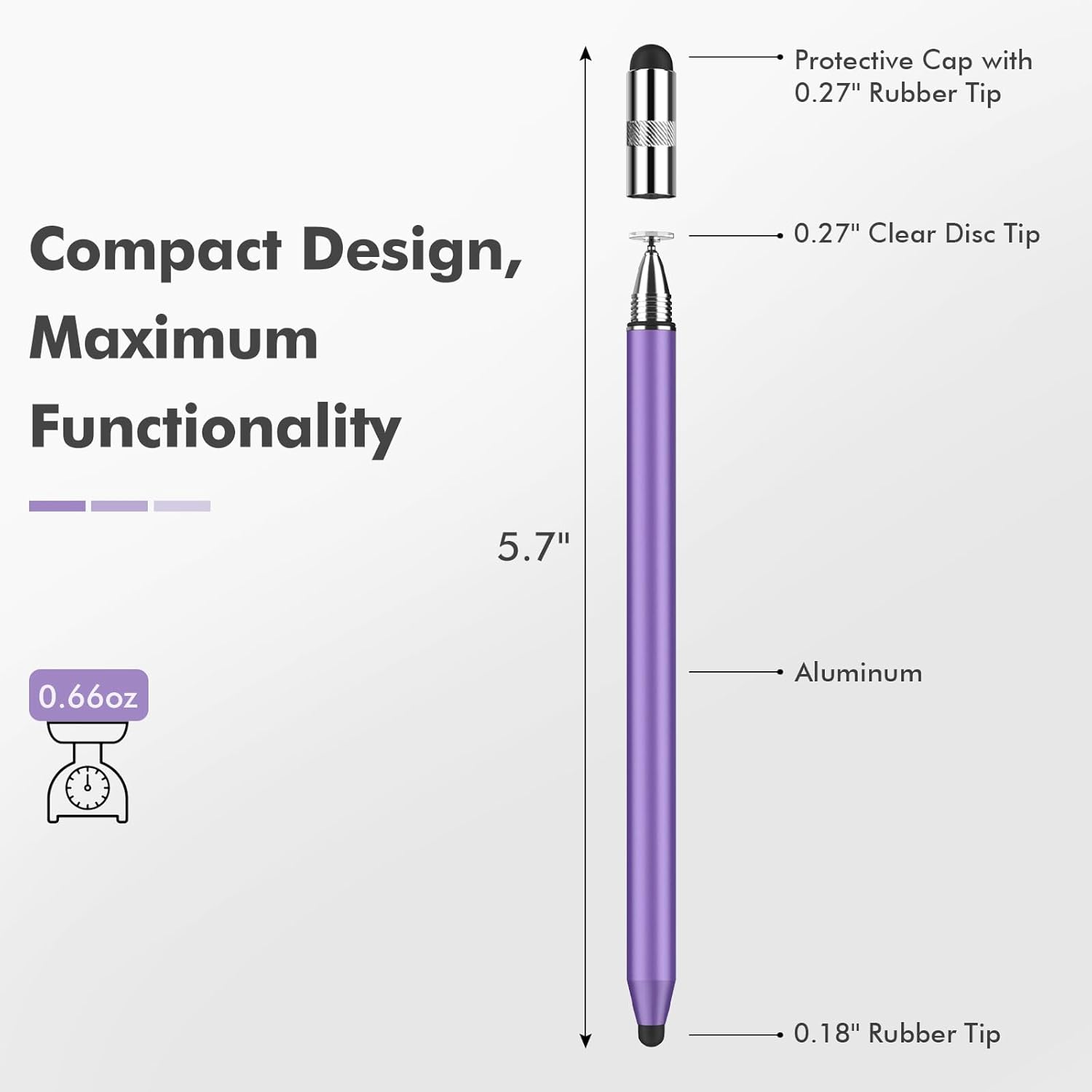 MEKO 3 in 1 Stylus Pens for Touch Screens, High Sensitivity & Precision Capacitive Stylus Pencil for Apple iPad iPhone Tablets Samsung Galaxy All Universal Touchscreen Devices (2 Pack-Silver/Purple)