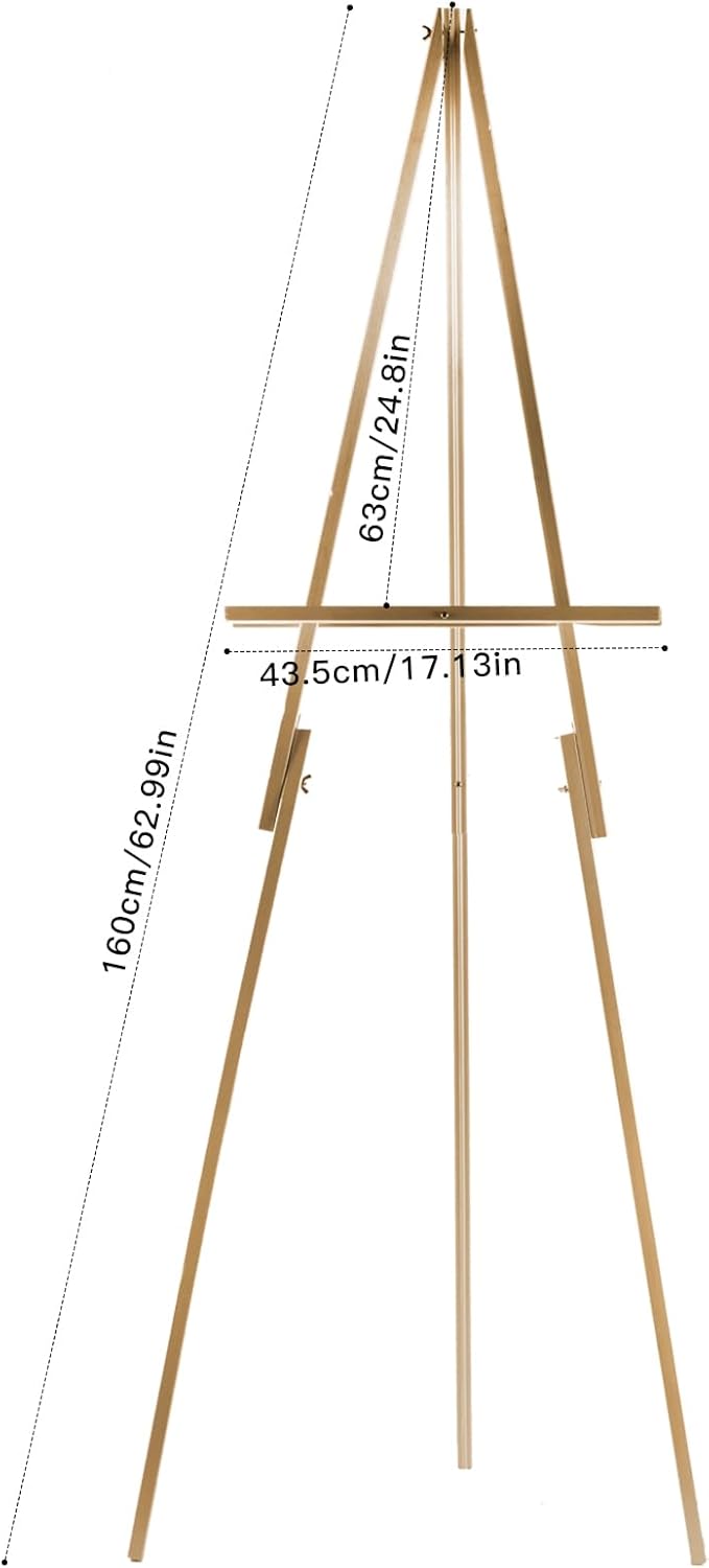 63''Wooden Tripod Display Easel Stand for Wedding Sign, Portable Tripod Wood Artist Easel