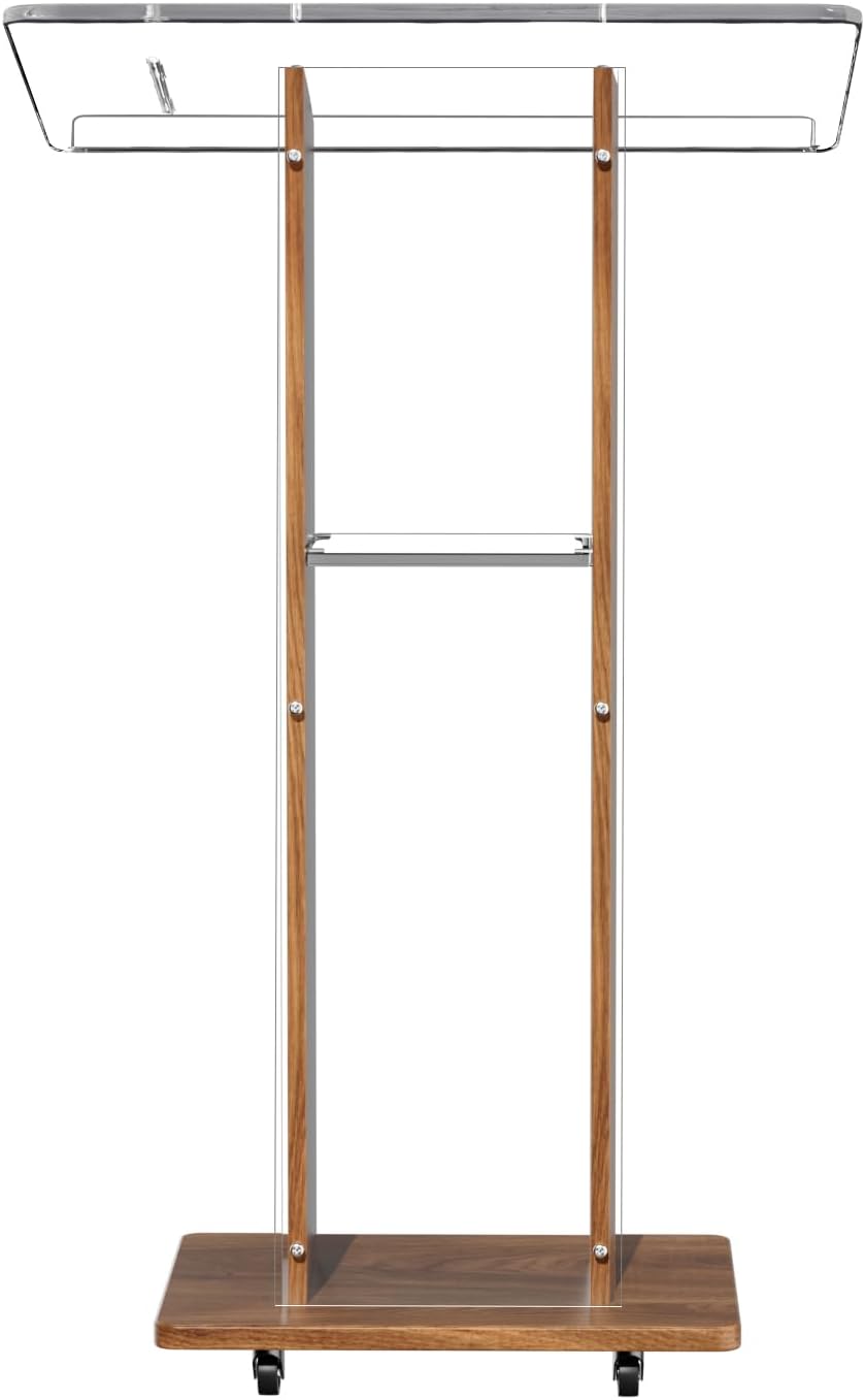 Acrylic Podium Stand, Ultra Clear 43'' Pulpits for Churches with 15 Color Adjustable, Modern Lectern with Storage Sheld for Church,Conference,Speech, 23.62”x 15.75”X 43.3” (Style 4)