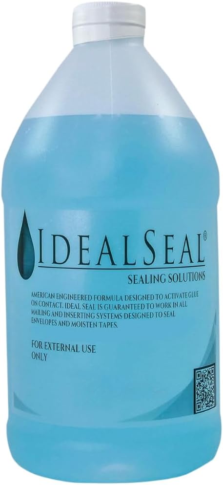 IdealSeal Envelope Liquid Moistener and Sealer - High-Efficiency, No-Mix Sealing Solution for Postage Machine and Mailing Systems - 64 oz