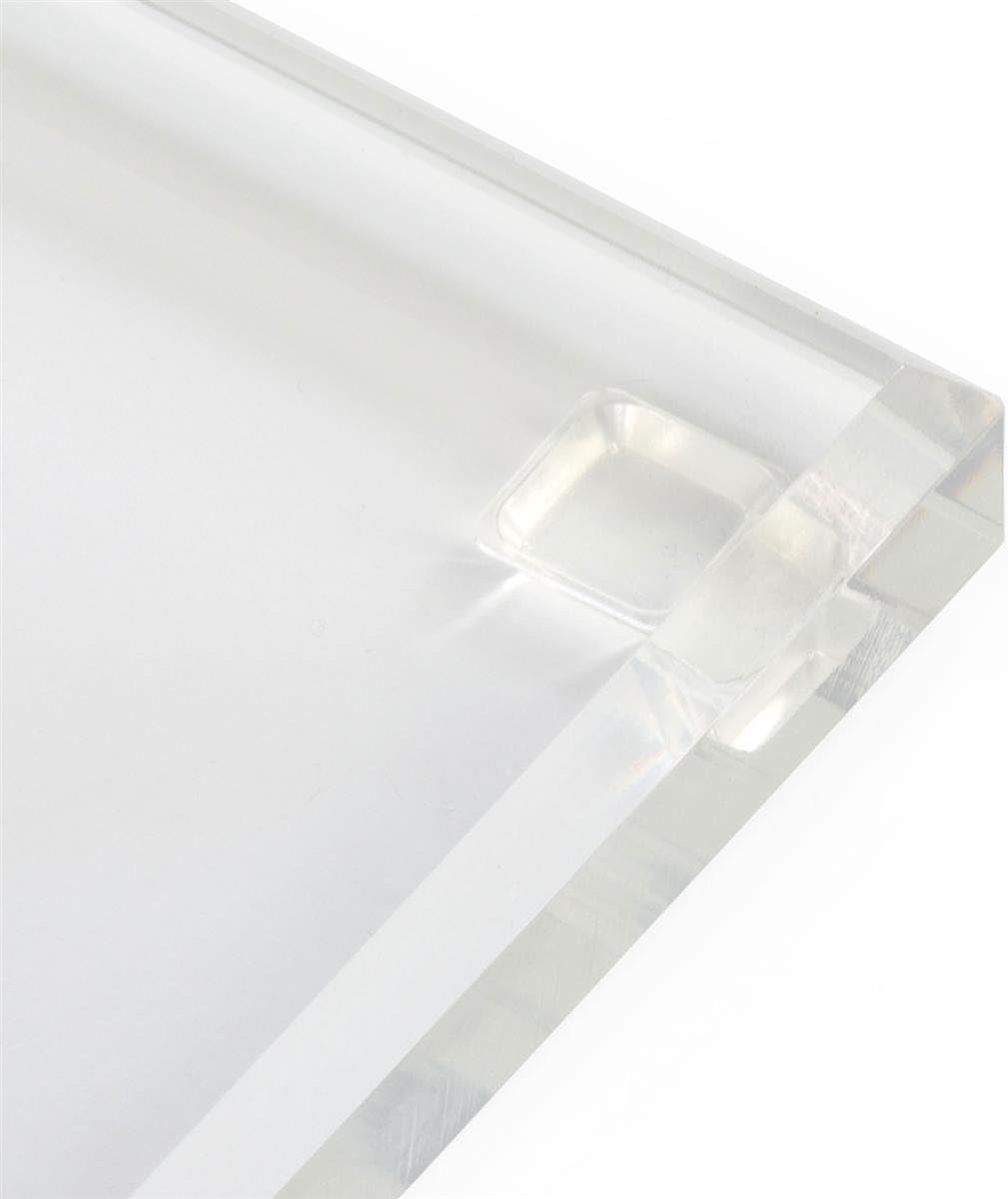 Displays2go Clear Acrylic Lectern with Signage, Floor Standing – Clear, Silver (LCTSLAB1117)