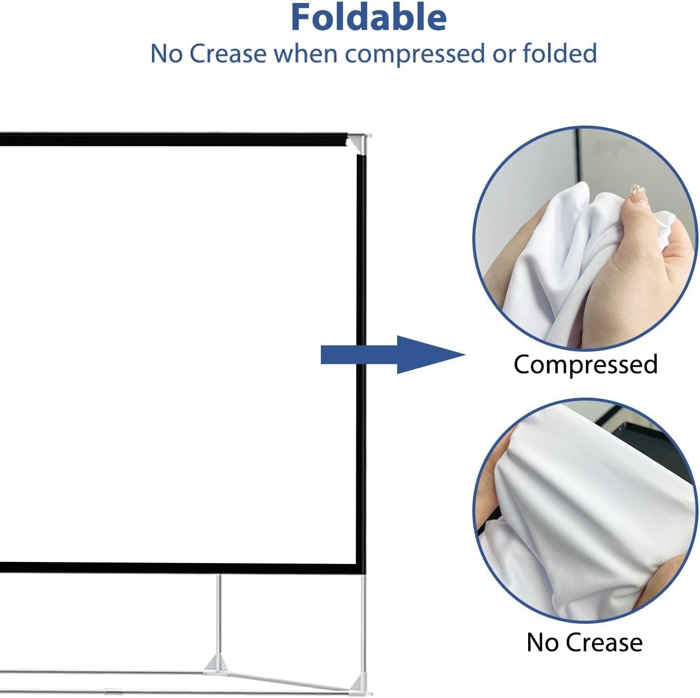 Projector Screen and Stand 150 inch Large Outdoor Projection Screen 16:9 HD 4K Portable Projection Movie Screen with Carry Bag Foldable Anti Crease Windproof Design for Home Theater Backyard Cinema