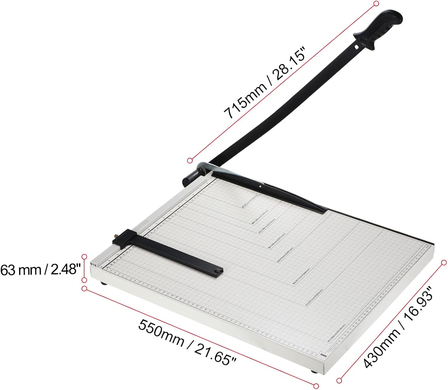 PATIKIL Paper Cutter B3 Stack Paper Trimmer for Cardstock, 21" Cutting Length, Guard Rail Paper Press Tool, Adjustable Guide, Metal Base, 12-Sheet Capacity, Paper Slicer for Office, Home