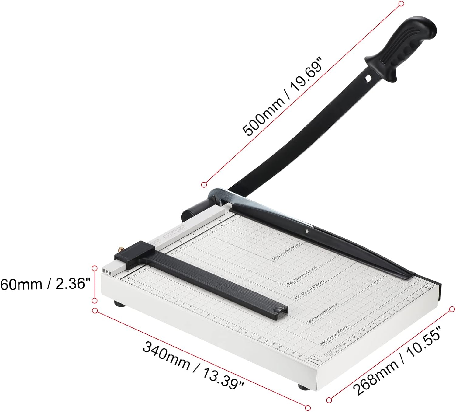 PATIKIL Paper Cutter A4 Stack Paper Trimmer for Cardstock, 12" Cutting Length, Guard Rail Paper Press Tool, Adjustable Guide, Metal Base, 12-Sheets Capacity, Paper Slicer for Office, Home