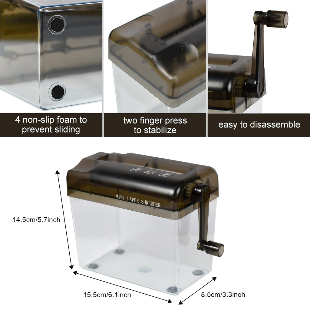 Minimalist Manual Hand Shredder - Portable Desktop Stationery & Document Cutting Tool, Black