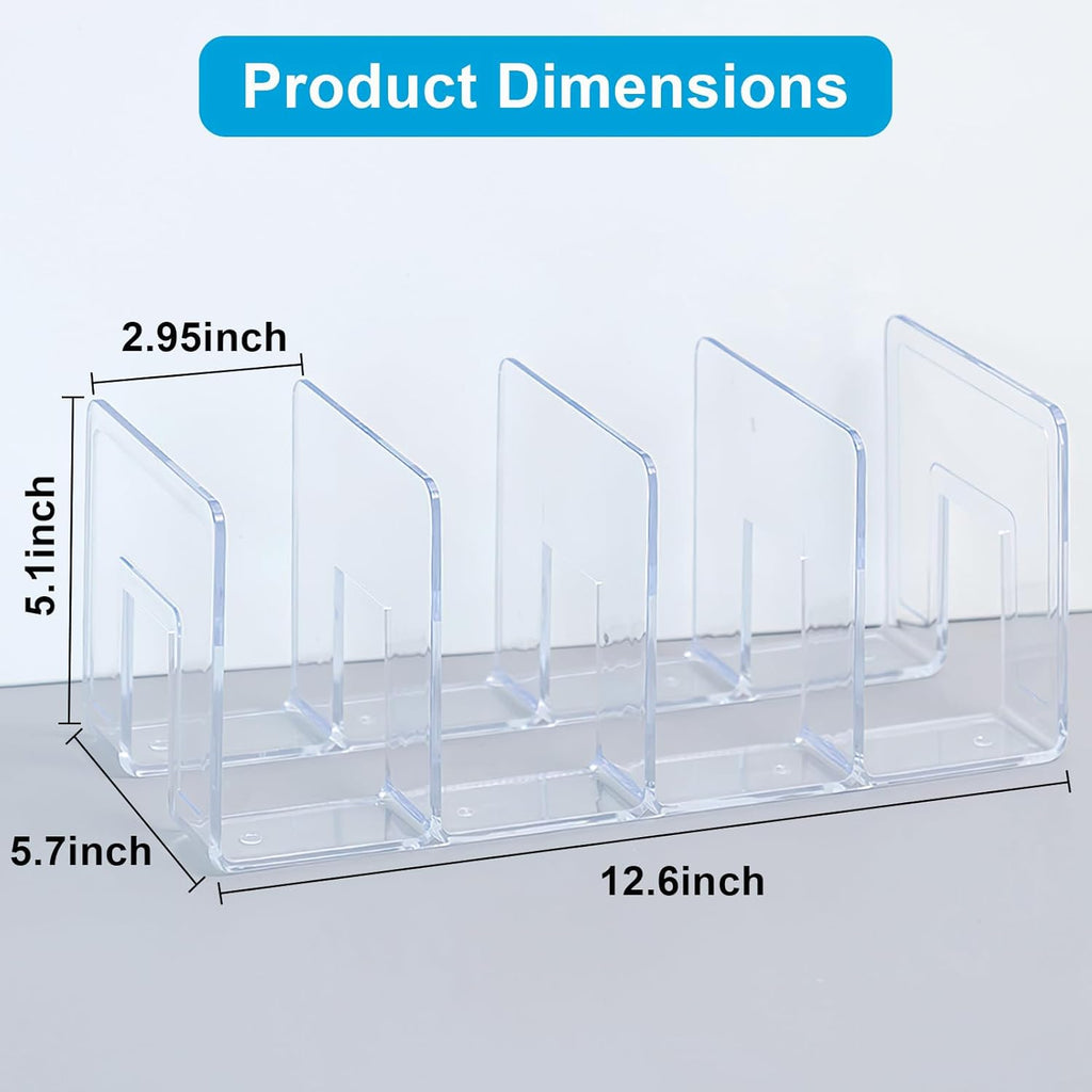 Marte Vanci Clear Acrylic File Sorter, Acrylic Purse Organizer, Sturdy Desk Magazine Holder Handbag Organizer Clutch Divider for Letter Office Supplies 4 Sections