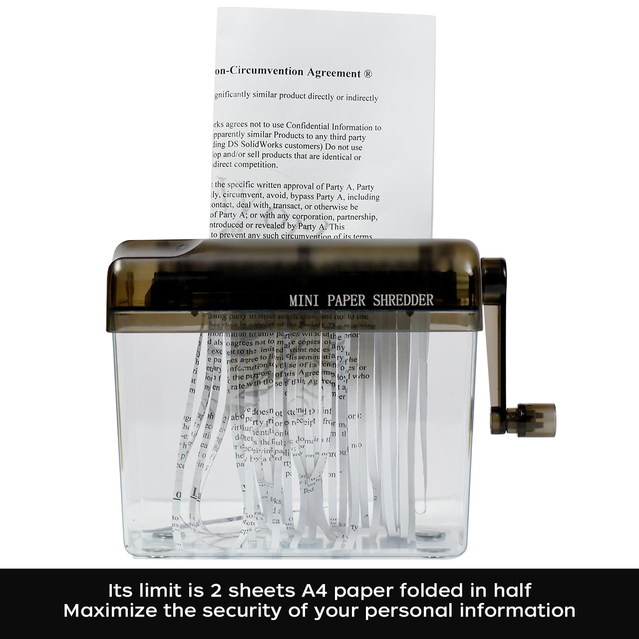 Minimalist Manual Hand Shredder - Portable Desktop Stationery & Document Cutting Tool, Black