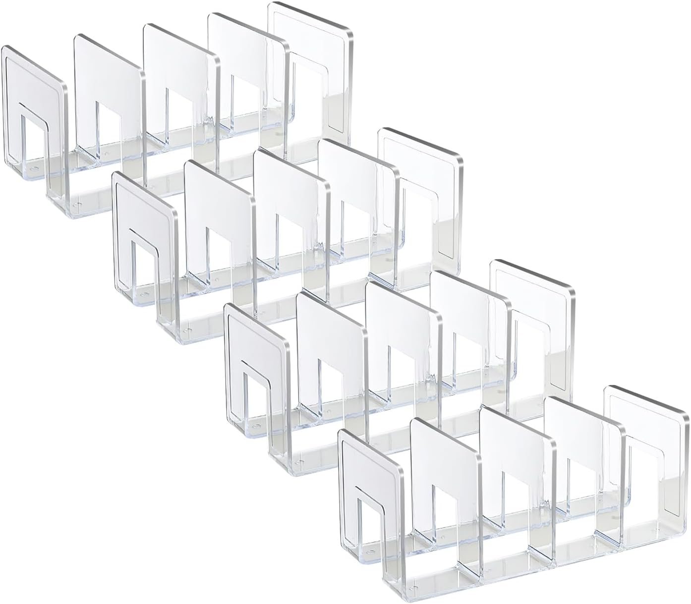 Marte Vanci Clear Acrylic File Sorter, Sturdy Desk File Organizer Shelf Book Holder Purse Handbag Clutch Divider File Folder Rack for Letter Cookbooks Home Office Kitchen Supplies 4 Sections (4 Pcs)