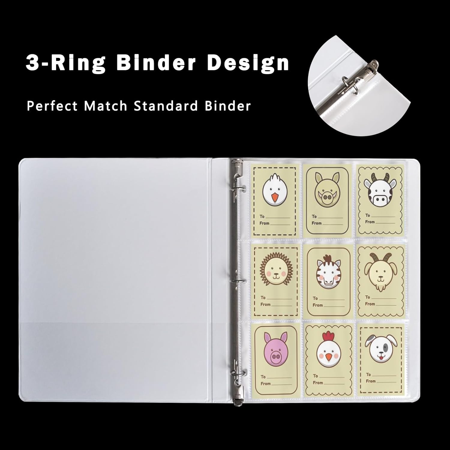 Seashell 50 Pack 9-Pocket Plastic Clear Trading Card Pages, 3 Hole Sleeves, Top Loading 450-Pockets Sheet Protectors for Baseball, Football, Game, Business Cards