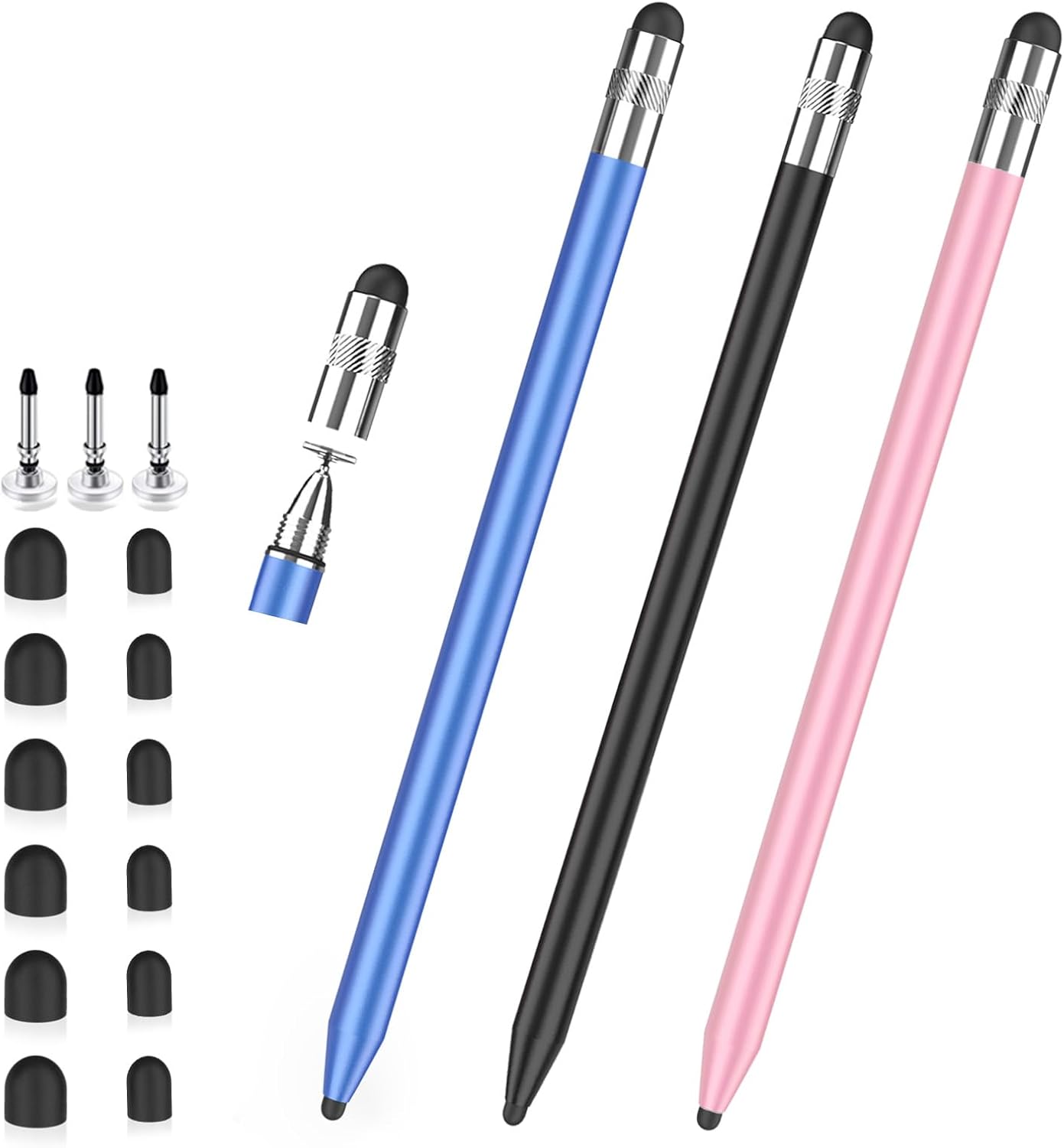 Stylus Pen for Touchscreen, 3-in-1 Rubber Disc Stylus, High Sensitivity and Precision, Universal Stylus Pen Compatible for Ipad,iPhone Android Kindle All Capacitive Tablets