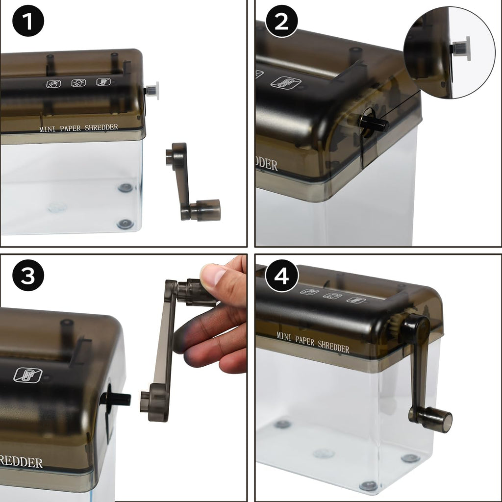 Minimalist Manual Hand Shredder - Portable Desktop Stationery & Document Cutting Tool, Black