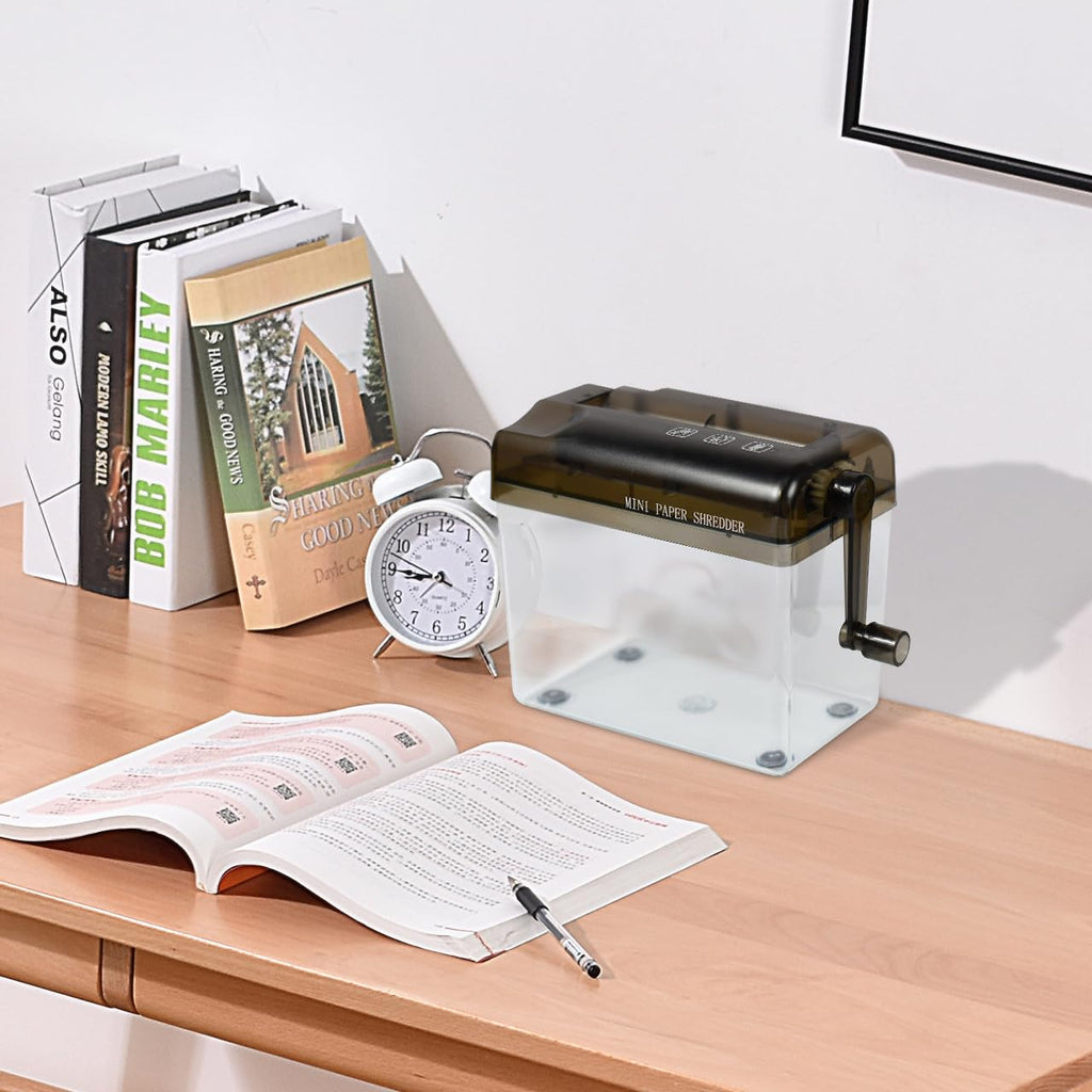 Minimalist Manual Hand Shredder - Portable Desktop Stationery & Document Cutting Tool, Black