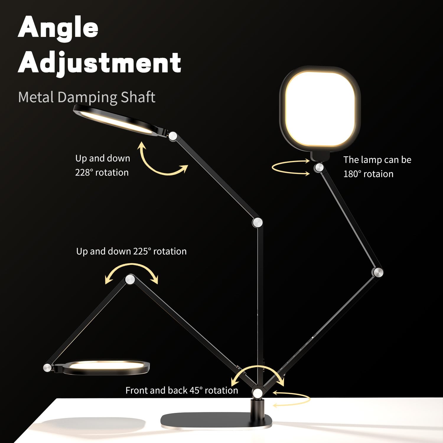 Eye-Caring LED Desk Lamp with Metal Swing Arm, Dimmable Office Light with 3 Color Modes & Timer