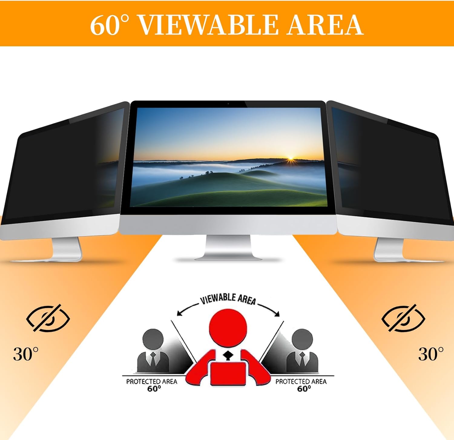 24 Inch Computer Privacy Screen for 16:9 Aspect Ratio Widescreen Monitor, Eye Protections Anti Glare Blue Light Computer Monitor Privacy Filter, 24 inch Protector Film