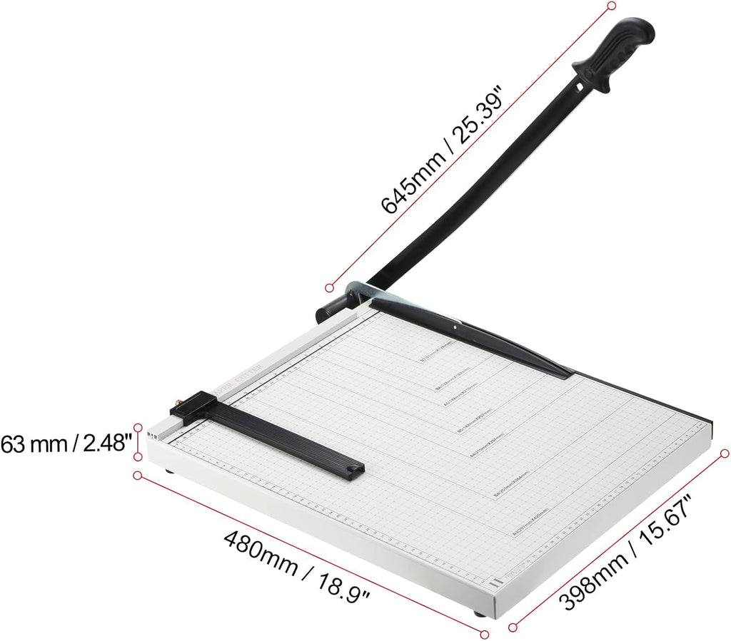 PATIKIL Paper Cutter A3 Stack Paper Trimmer for Cardstock, 18" Cutting Length, Guard Rail Paper Press Tool, Adjustable Guide, Metal Base, 12-Sheet Capacity, Paper Slicer for Office, Home