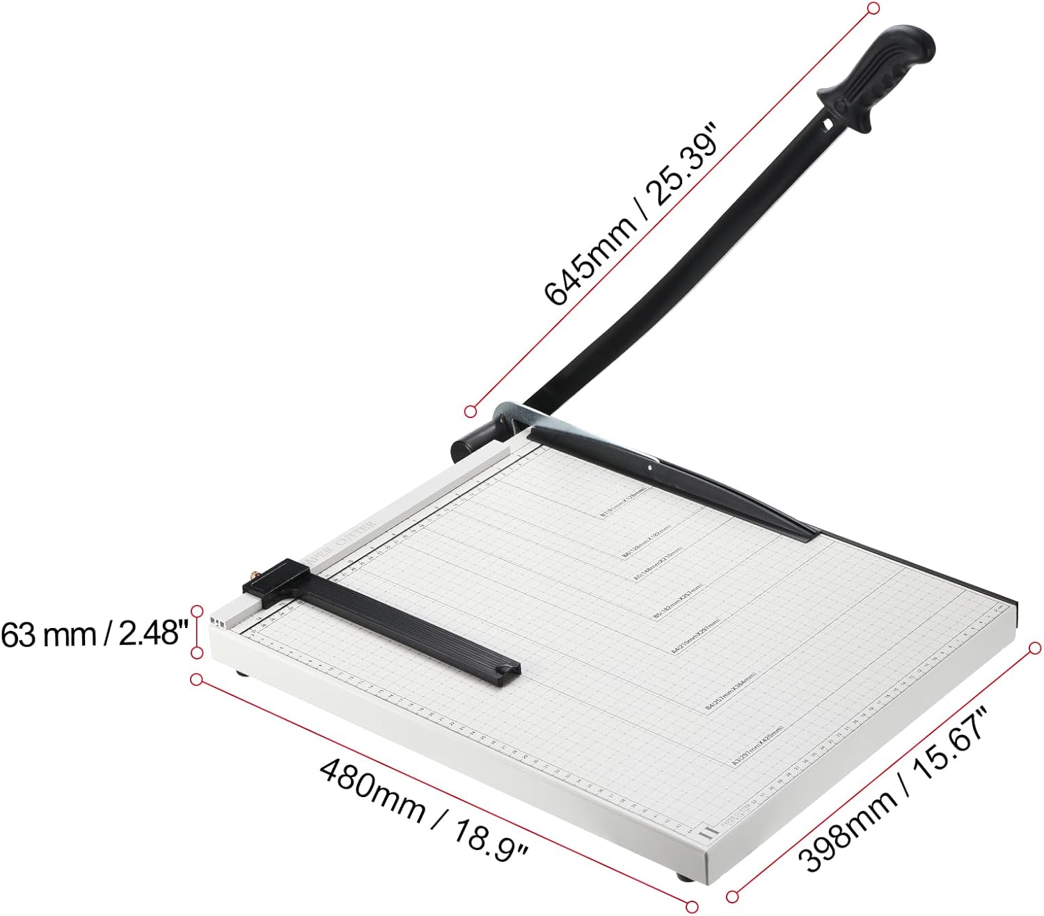 PATIKIL Paper Cutter A3 Stack Paper Trimmer for Cardstock, 18" Cutting Length, Guard Rail Paper Press Tool, Adjustable Guide, Metal Base, 12-Sheet Capacity, Paper Slicer for Office, Home