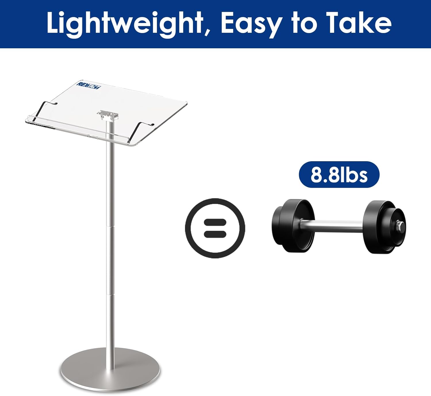 Acrylic Podium Stand,43"H Angle Adjustable Lecterns & Podiums,Portable Rolling Podium with Metal Base,Pulpits Podium for Churches,Classroom,Wedding