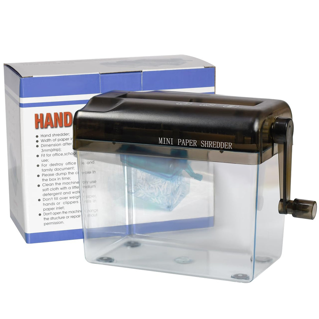 Minimalist Manual Hand Shredder - Portable Desktop Stationery & Document Cutting Tool, Black
