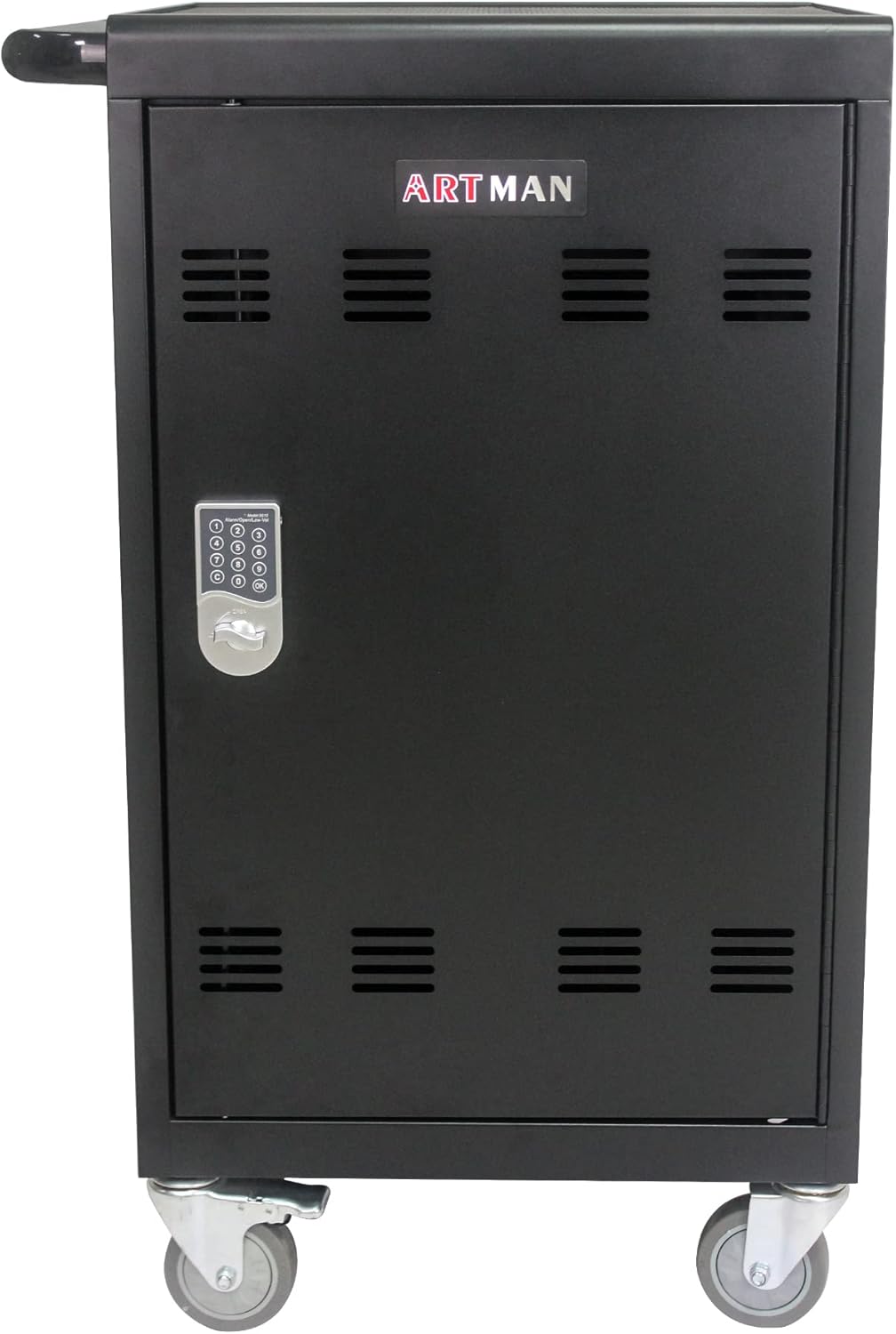 32 Device Mobile Charging Cart with Combination Lock, Mobile Ipad Cart for iPads, Chromebooks and Laptop Computers, Locking Charging Station with Lock & Key for The Front Back Door, Surge Protection