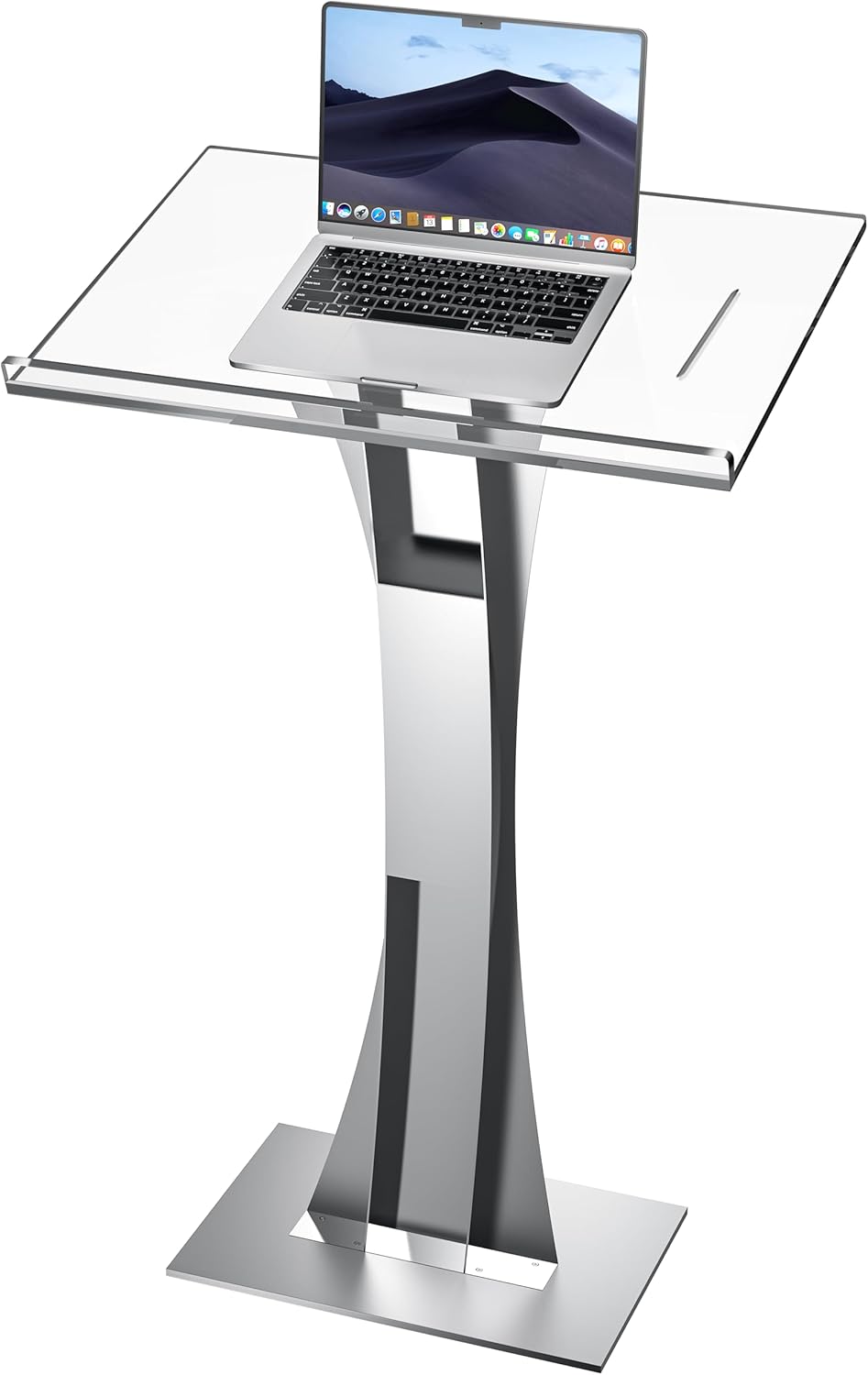 42.5" Acrylic Podium Stand, Pulpits for Churches with Iron Stable Bottom, Lectern with 10MM Thickened Acrylic Countertop, Multi Function Pulpit for Classroom Music Concert Wedding Conference