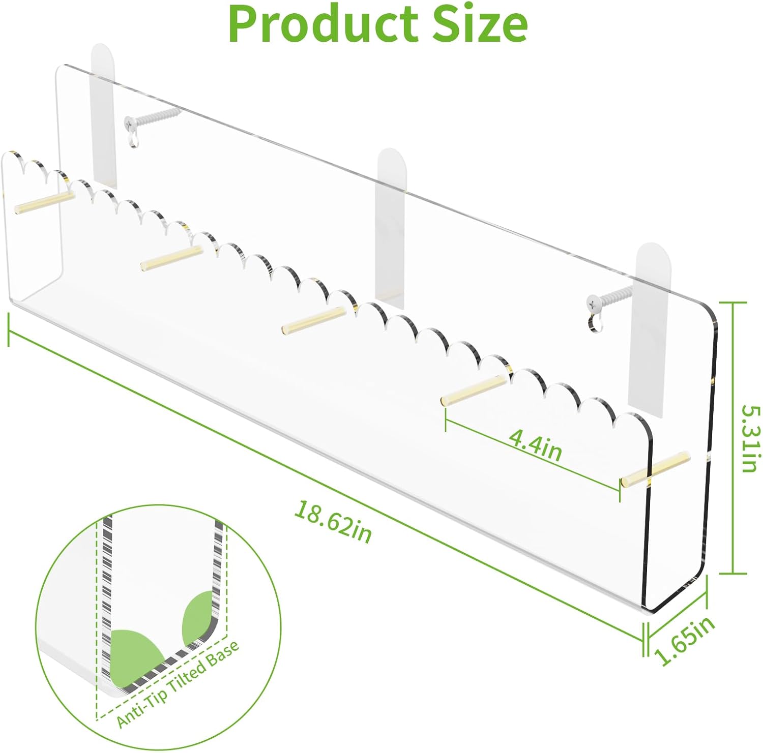 Brochure Holder Wall Mount, 2 Pack Acrylic Modular Flyer with Adjustable Magnetic Golden Bolt, Wavy Lace Pamphlet Display Stand for Organizer Trifold Flyer, Document, Leaflet, 4 Slots