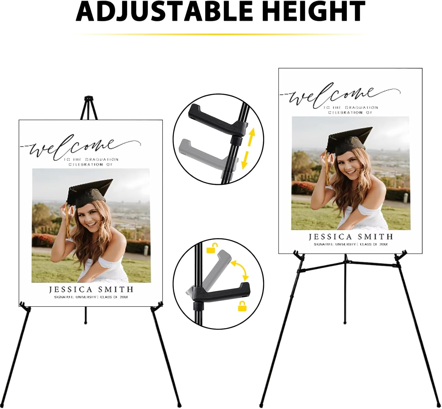 3 Pack Easel Stand for Sign - 63 Inches Display Easel for Wedding Sign & Poster - Lightweight Portable Floor Easel for Picture - Adjustable Poster Easel with Carrying Case, Black