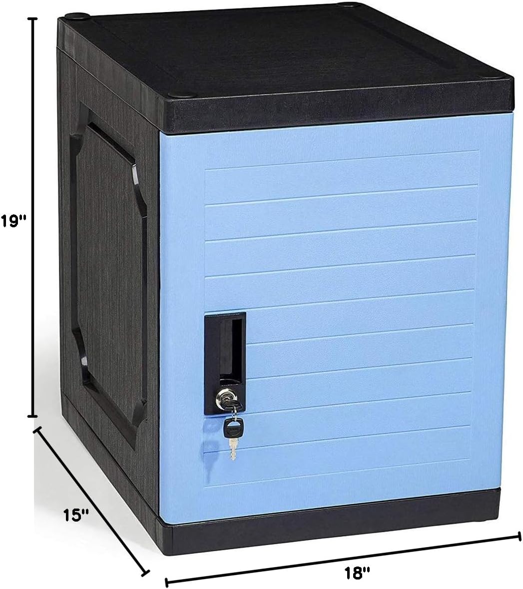 Jink Locker, Lockable Storage Cabinet 19" with Keys | Great for Kids, Home, School, Office or Outdoor | Toy Box, Footlocker, Bedside Dresser/Nightstand, Sports or Gym (Blue)