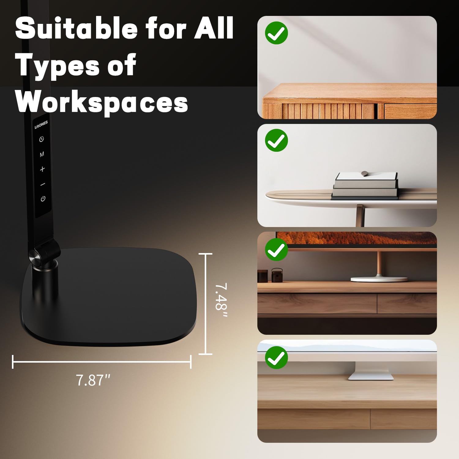 Eye-Caring LED Desk Lamp with Metal Swing Arm, Dimmable Office Light with 3 Color Modes & Timer