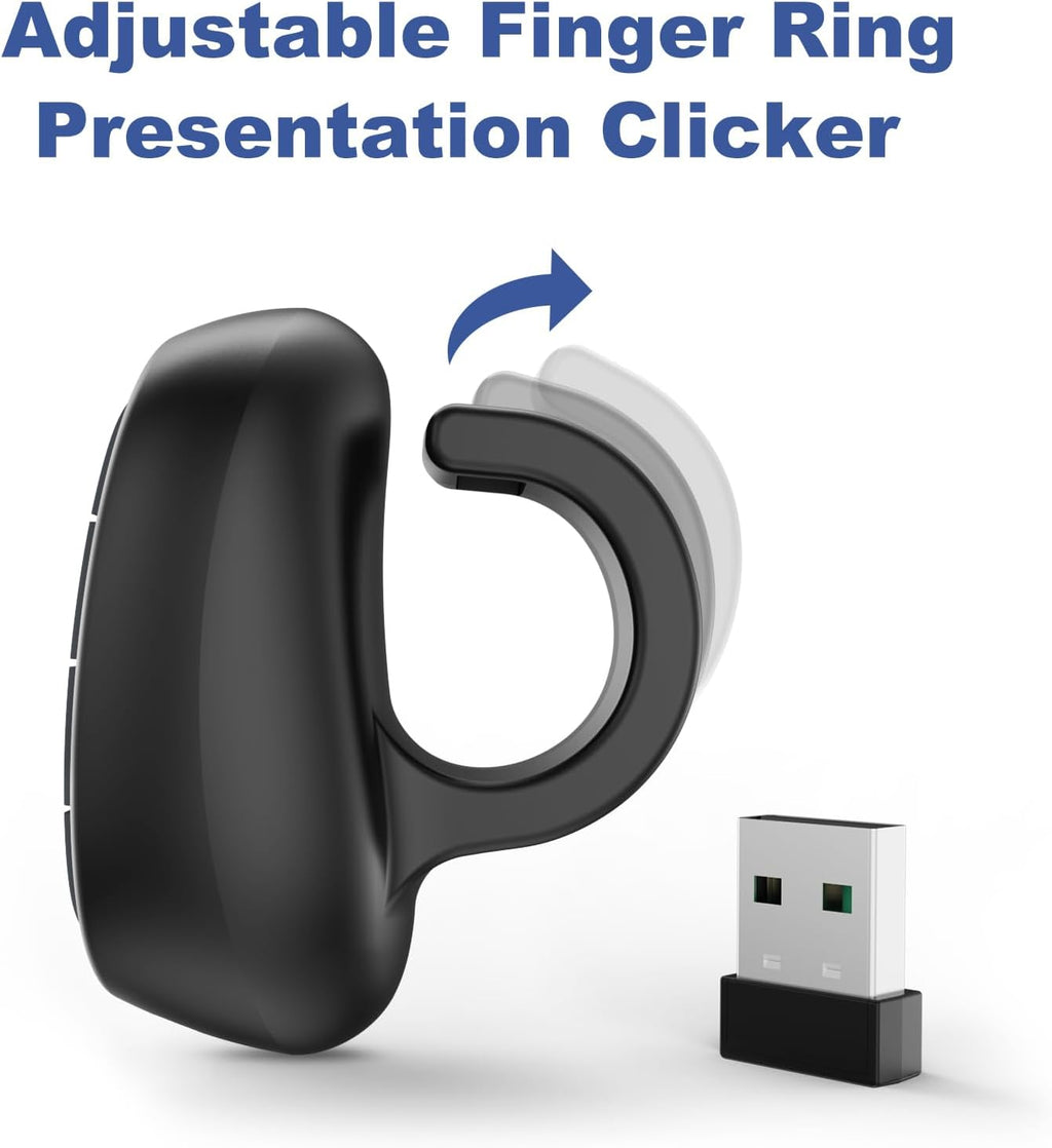 (2 Units) Presentation Clicker PowerPoint Wireless Presenter Remote: Laser Pointer Finger Ring Computer Project Power Point PPT Clicker for Laptop Office, Slideshow Google Slide Advancer Rechargeable