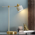 Modern Industrial Metal Desk Lamp - 22.2" LED Table Light for Office, Bedroom & Living Room (Gold & Matte Cream Accent, Bulb Included)