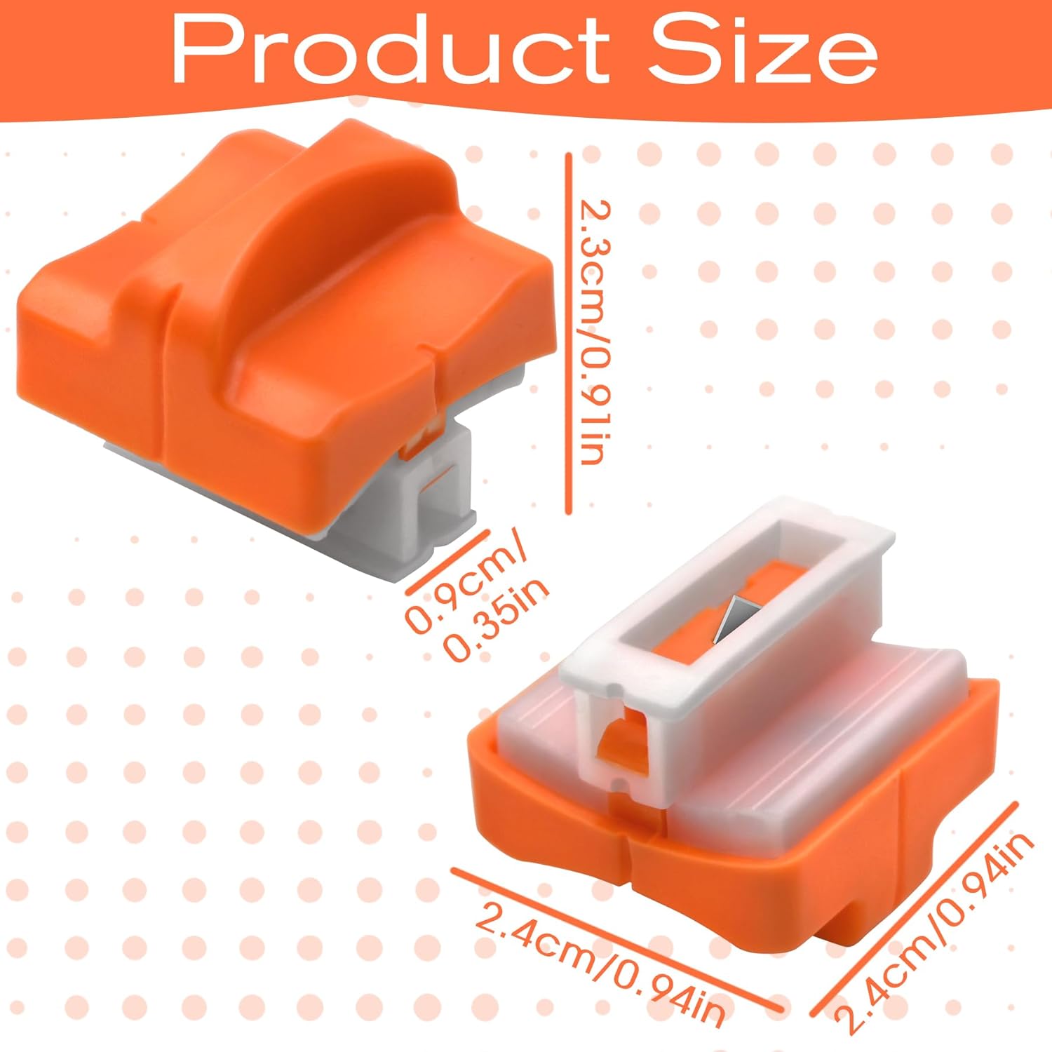 8 Pieces Paper Cutter Replacement Blade with Plastic Storage Box for A4 A5 Paper Trimmer, Safeguard Design (Orange)