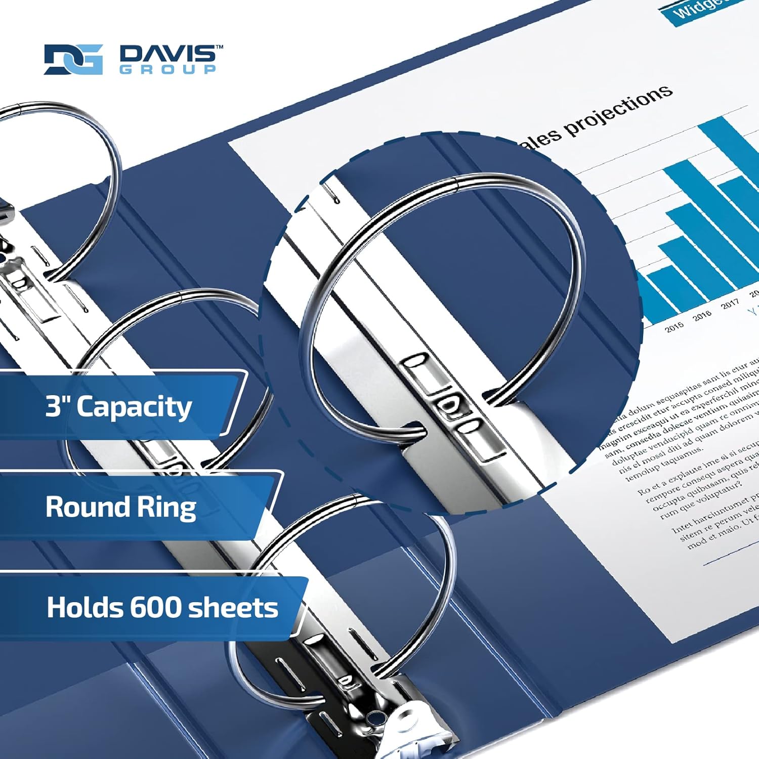 Premium Economy 6-Pack 3-Ring Binders for School or Office, Round-Ring Binders, 3 Inch, Royal Blue
