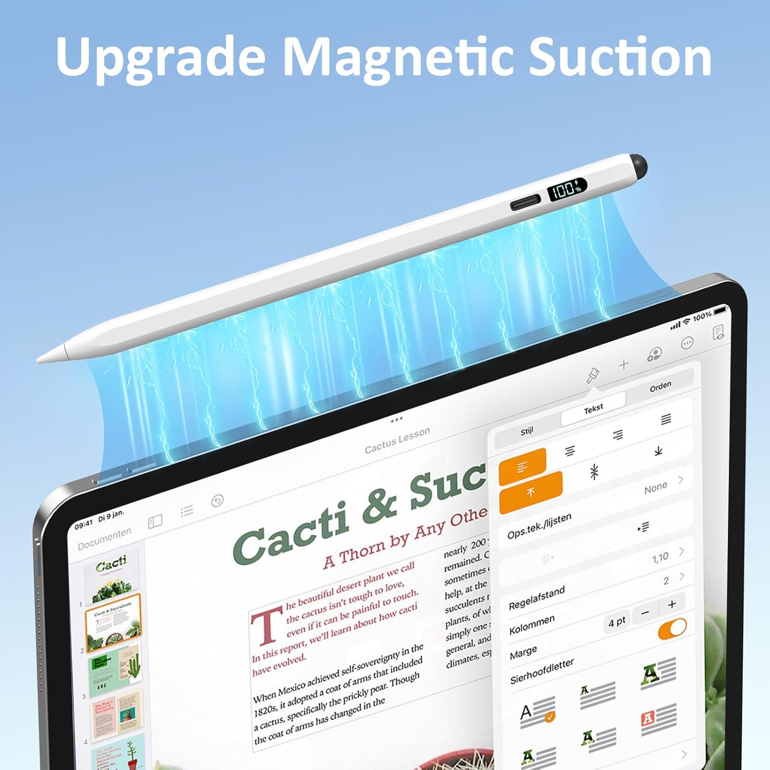 Digiroot iPad Apple Pencil 2025-2018, LED Power Display Dual-Tip Stylus Pen with 3X Fast Charge, Compatible for iPad A16 11/10/9/8/7/6, Pro 11"/12.9"/13''/M4, Air M3/M2/5/4/3, Mini 7/6/5