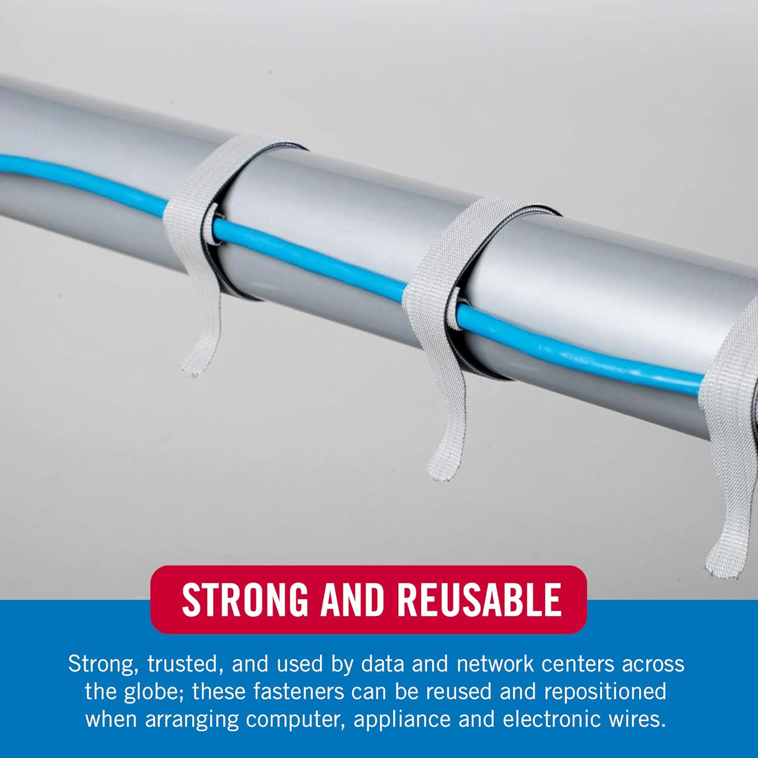 VELCRO Brand ONE-WRAP Cable Ties, 100Pk, 8 x 1/2" Black Cord Organization Straps, Thin Pre-Cut Design, Wire Management for Organizing Home, Office and Data Centers