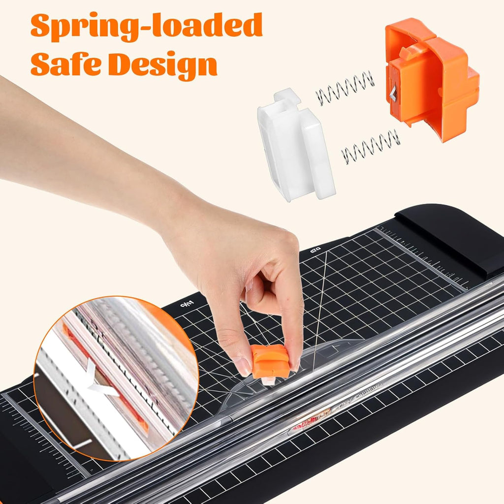 6-Pack Paper Cutter Replacement Blades with Individual Plastic Box for A4/A5 Trimmers,Safeguard Design (Orange)