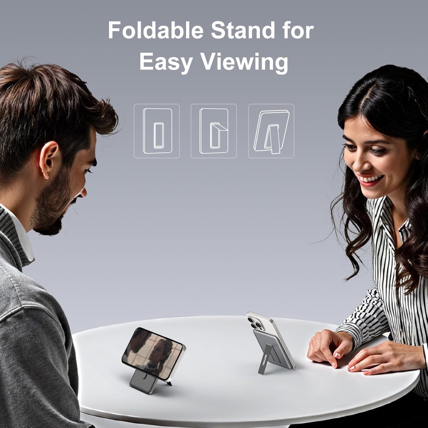 Magnetic Slim Portable Charger with Stand, 5000mAh Wireless Power Bank[Alloy-Made], PD 20W Fast Charging Compatible with iPhone 16/15/15 Pro/15 Pro Max, iPhone 14/13/12 Series, Black