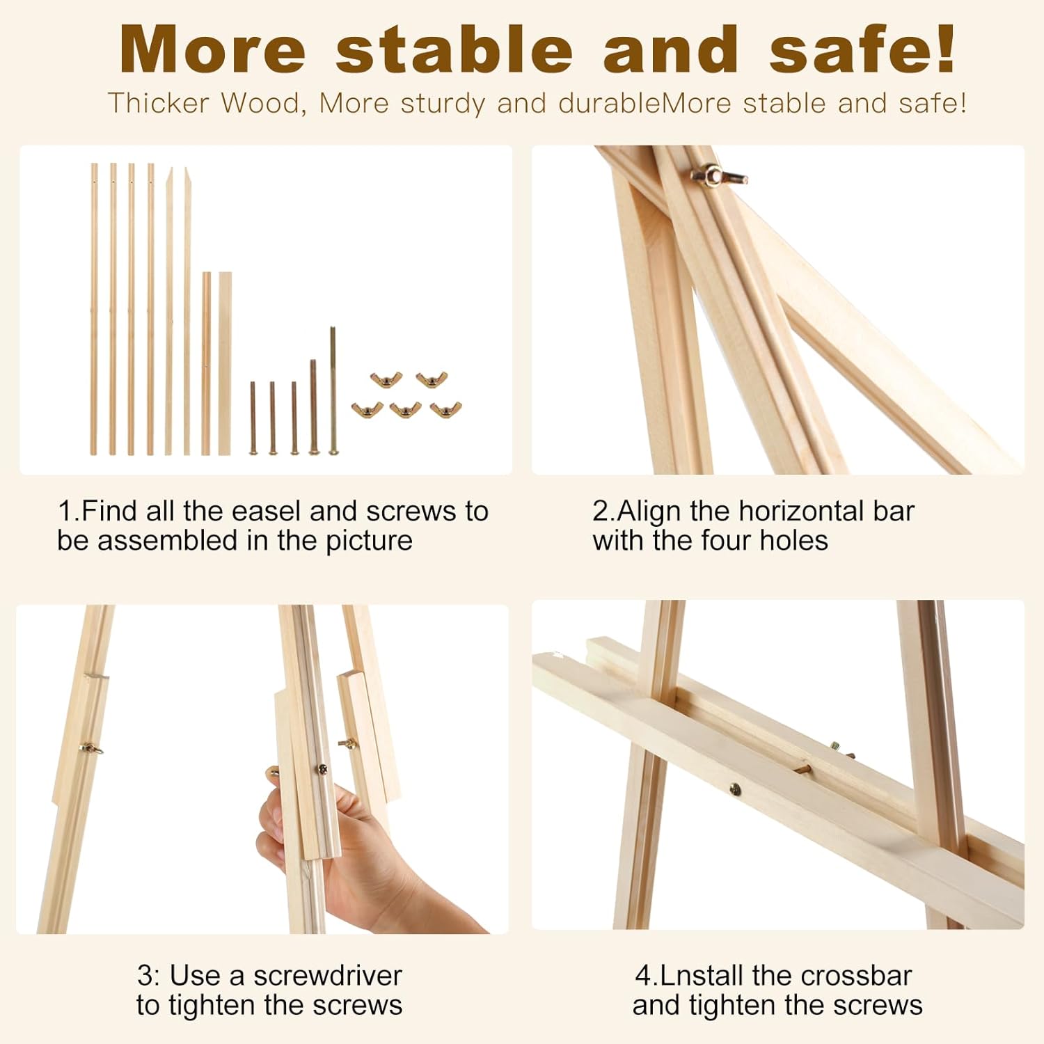 63''Wooden Tripod Display Easel Stand for Wedding Sign, Portable Tripod Wood Artist Easel