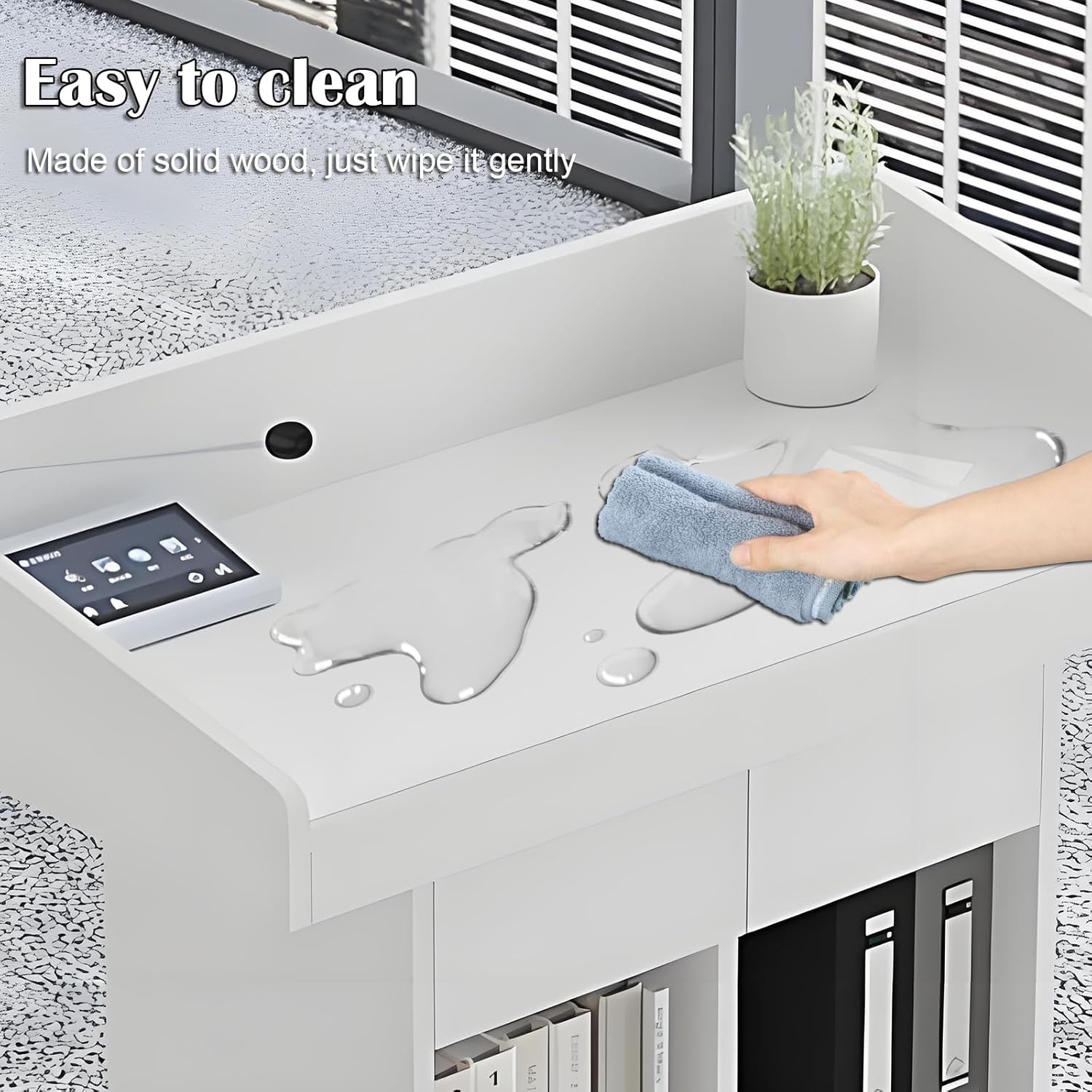 Solid Wooden Podium Stand Podiums for Classroom Lectern Podium Stand Wood Church Pulpit with 3 Levels of Storage and Heightened Baffles (White, 31.5in)