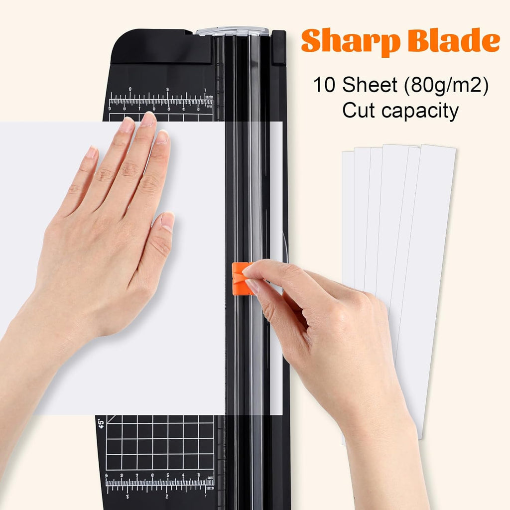 6-Pack Paper Cutter Replacement Blades with Individual Plastic Box for A4/A5 Trimmers,Safeguard Design (Orange)