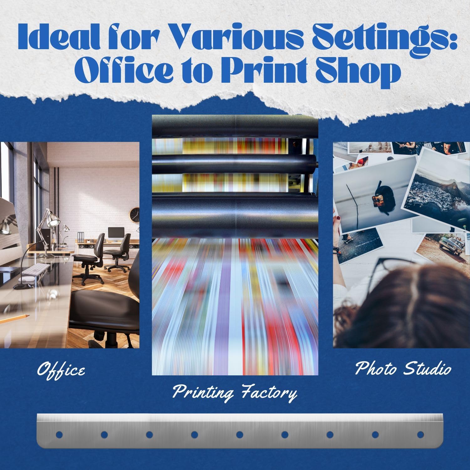 Flexzion Guillotine Blade Replacement 20 inch A3 - Heavy Duty Steel Trimmer Blade for Professional Industrial Guillotine Stack A3 Desktop Paper Cutter, 400 Sheets