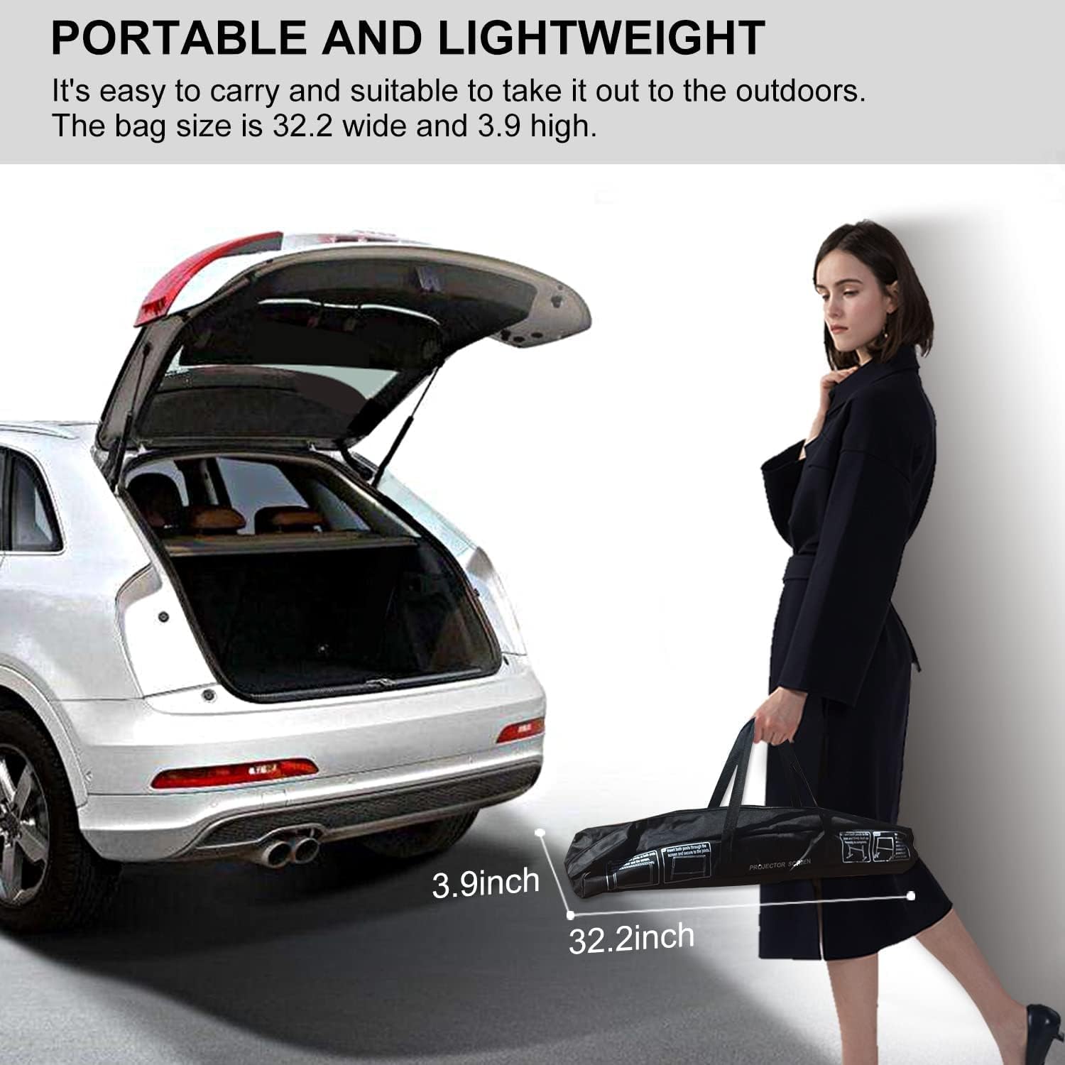 Outdoor Projector Screen with Stand 100 Inch: Portable Projection Screen for Outside Theater Home Backyard Movies