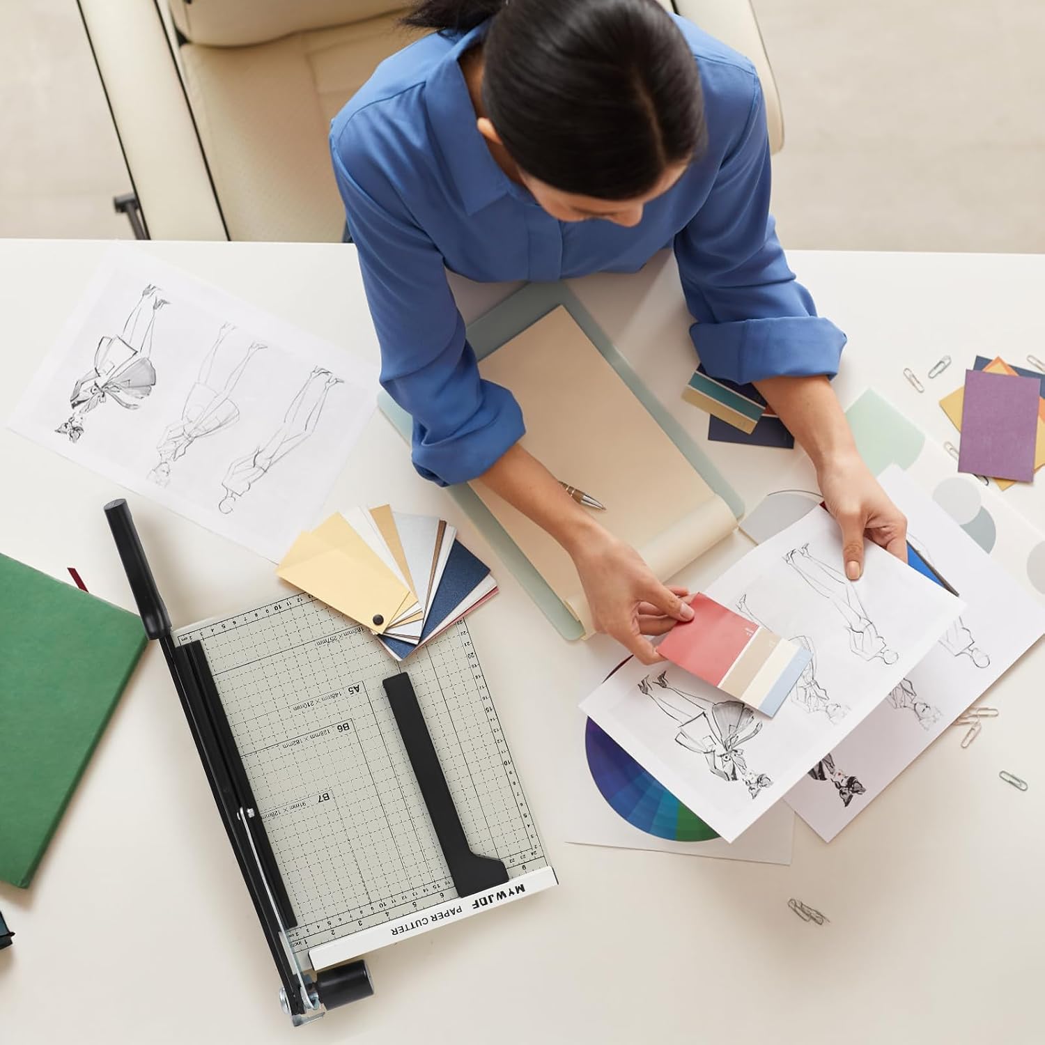 Paper Cutter Guillotine Paper Cutter Paper Trimmer Paper Cutter with 8 Sheet Capacity Paper Slicer with SafetyGuard and Blade Lock, Paper Cutter Slicer for Office Home School Gray